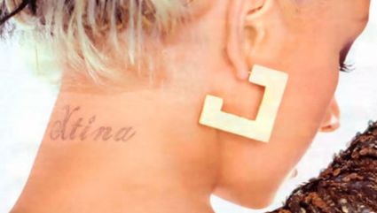 Christina Aguilera Name Tattoo On Neck